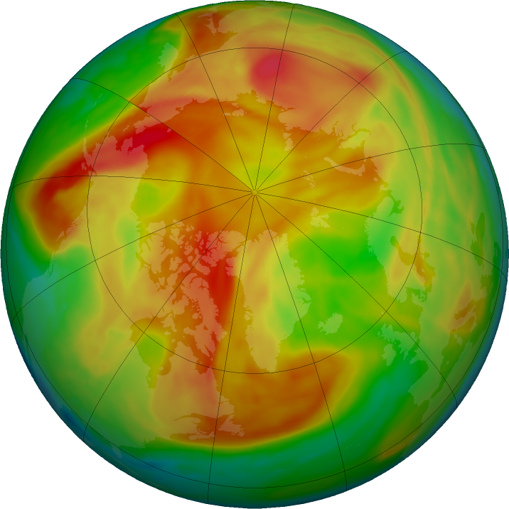 Arctic ozone map for 09 April 2023